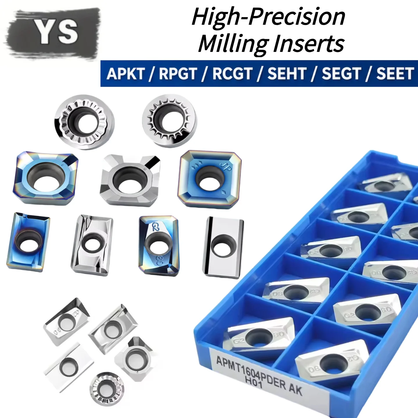 10PCS APKT APGT RCGT SEHT Carbide Inserts APKT1135 APKT1604 APGT1604 SEHT1204 H01 for Aluminum Copper Wood CNC Milling Cutter