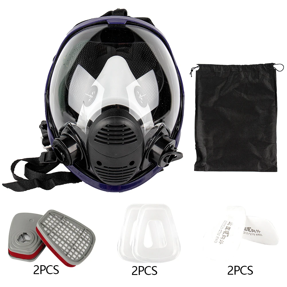 6800 7 in 1 Chemical Mask Gas Mask Dustproof Respirator Paint Pesticide Spray Silicone Full Face Filters for Laboratory Welding