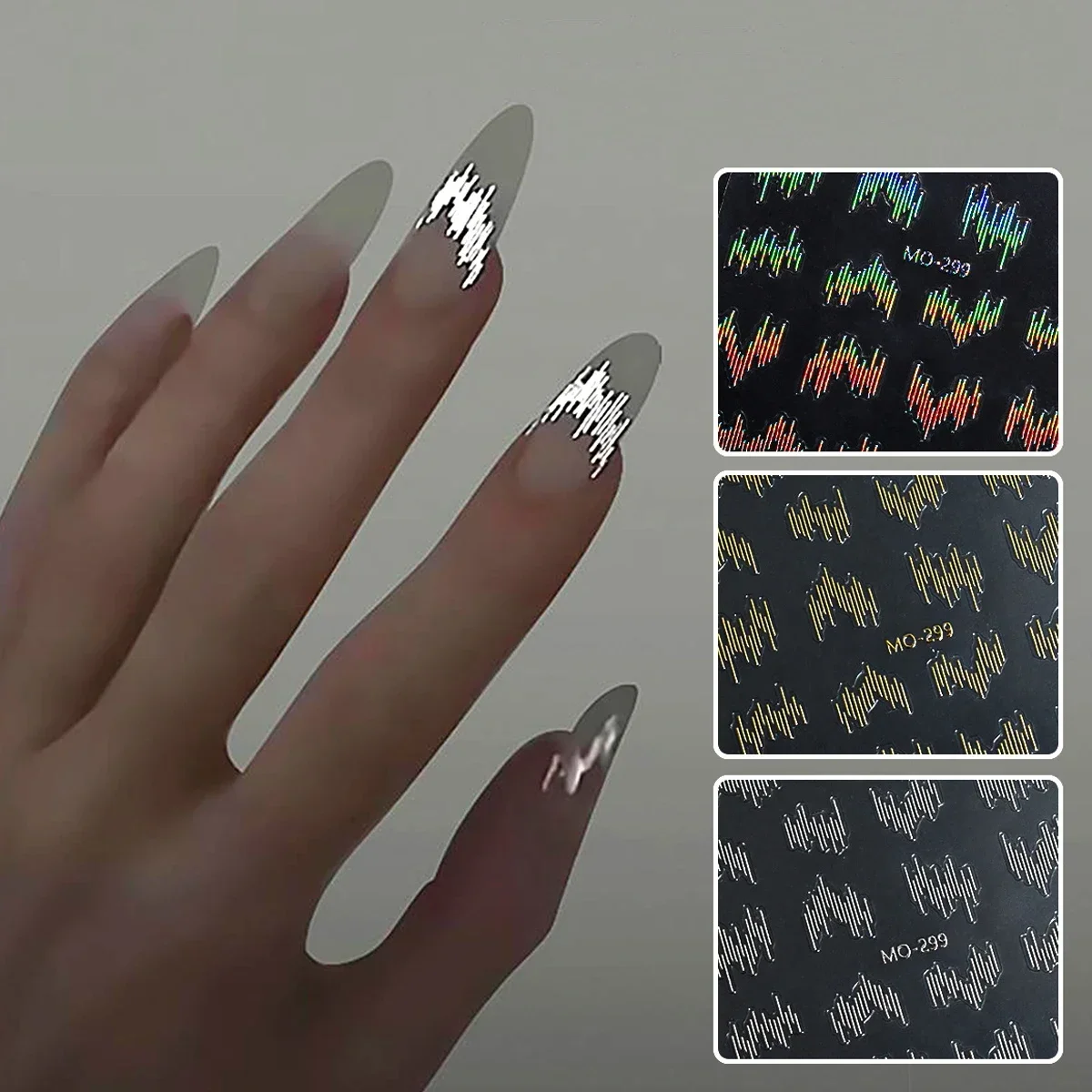 1pc Hochglanz Reflektierende Nagel Aufkleber Gold Silber Aurora Welle Linien 3D Selbstklebende Nail art Aufkleber Design maniküre Werkzeug