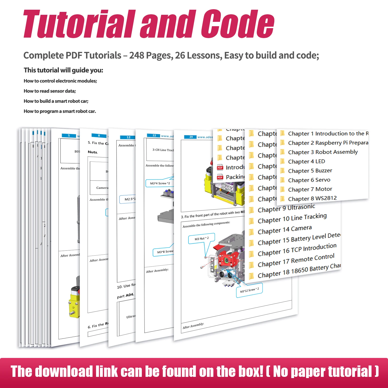 Kit de carro robô inteligente Adeept AWR 4WD para Raspberry Pi 5/4B/3B/3B+ (placa não incluída)