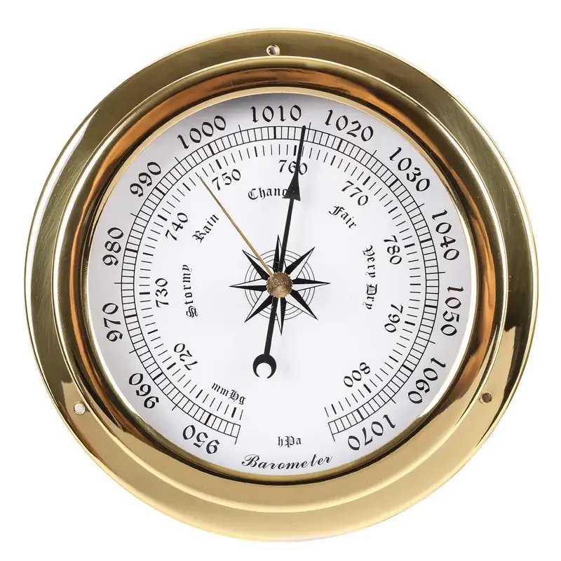 145Mm Copper Shell Marine Barometer Atmospheric Pressure Gauge Thermohygrometer Clock Set 6-piece Battery Free Weather Pre-order