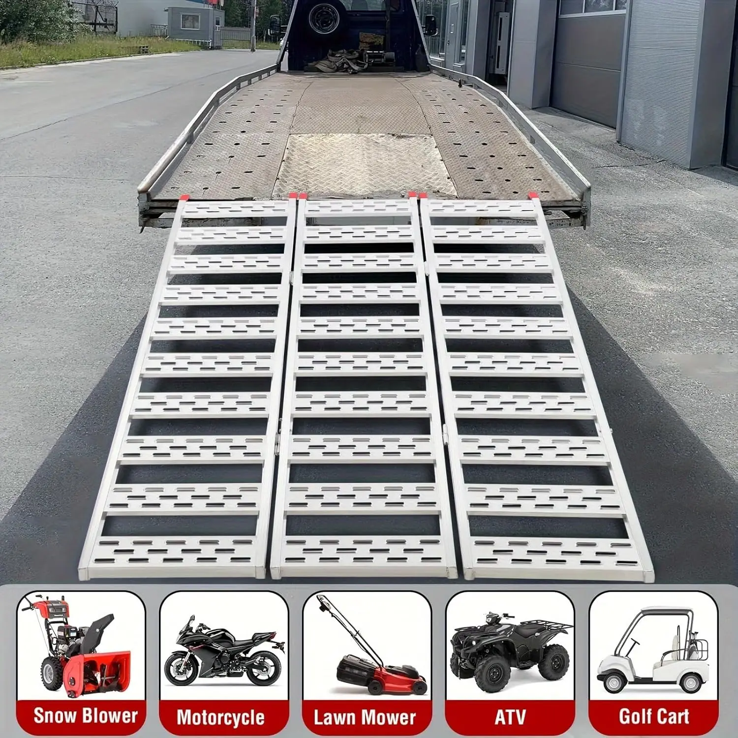 Ramps for Pickup Trucks, GarveeTech Aluminum ATV Ramps 1500 LBS Capacity, Tri-Fold Motorcycle Loading Ramps 76" L x 50" W