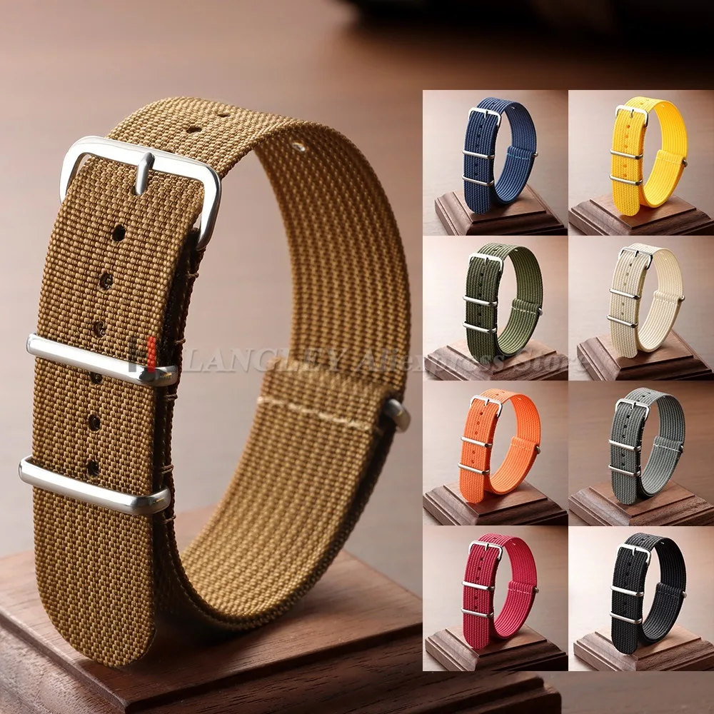 18mm 20mm 22mm High Quality Nylon Watch Strap Brown Green Black Band Military Casual Watchband Sport Bracelet Replacement Belts
