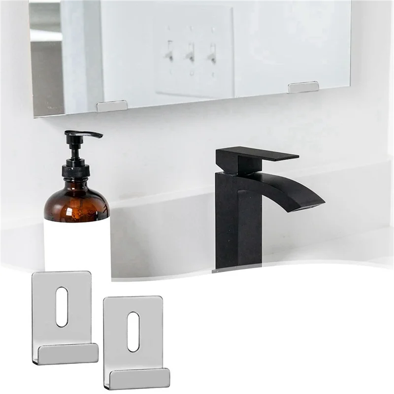

Classy-8 PCS Mirror Clips For Wall Mounting, Mirror Holder Clips Hooks Silver Frameless Wide Channel Mirror Retainer Clips