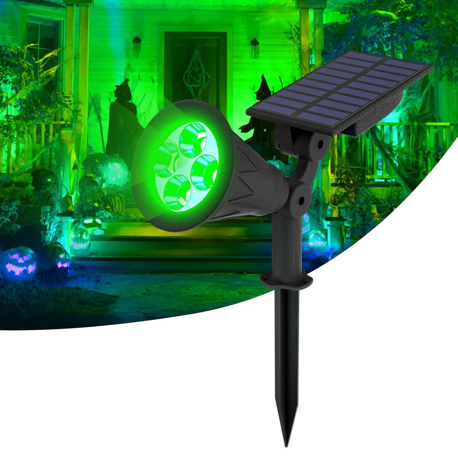 1/2 pcs Green Solar Lights Outdoor Halloween Solar Spot Lights Dusk to Dawn Solar Lights for Tree, Patio, Yard, Garden, Driveway