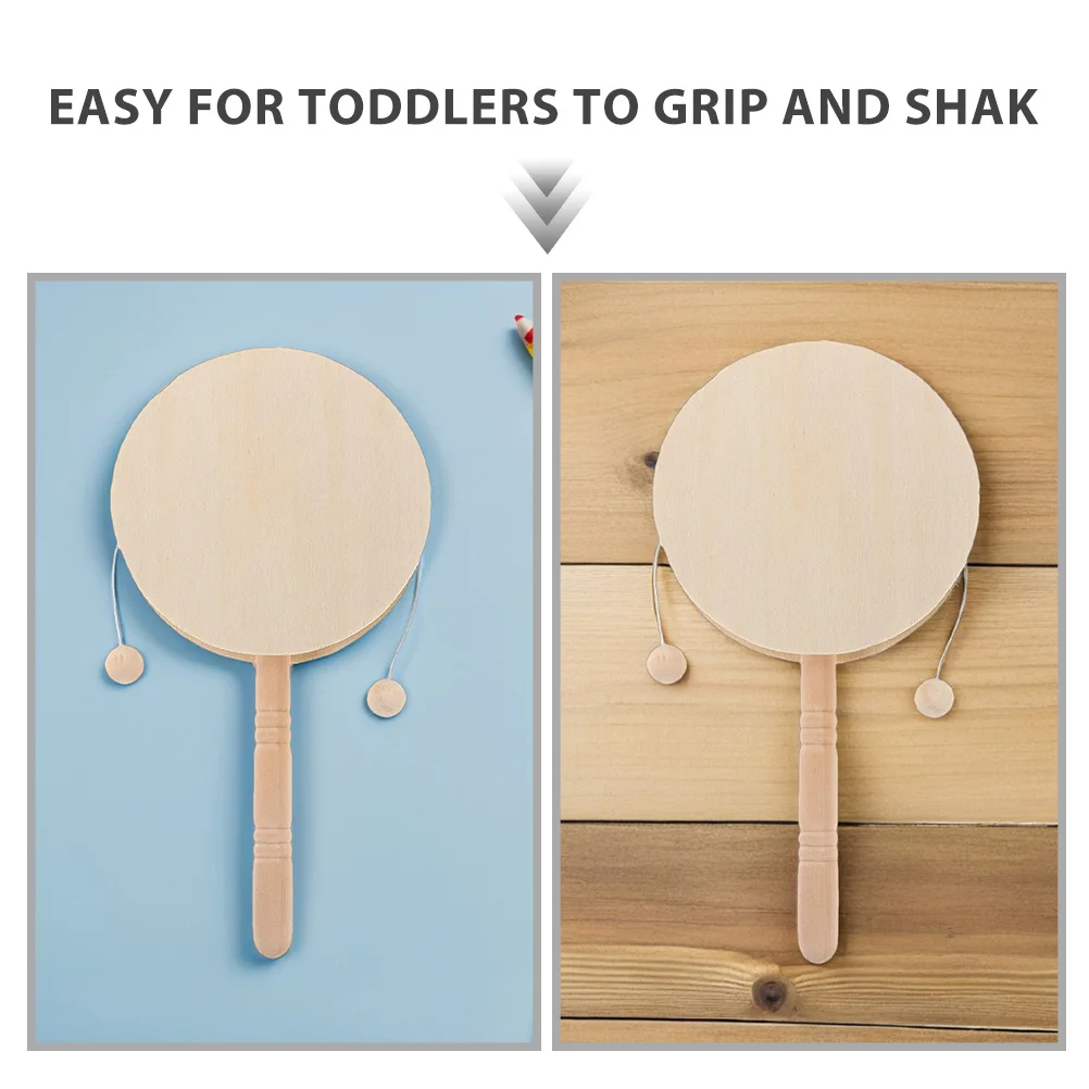 Tambores sonajero de madera creativos sin pintar para niños, tambores de mono para el desarrollo de habilidades motoras finas y de imaginación, 10 Uds.
