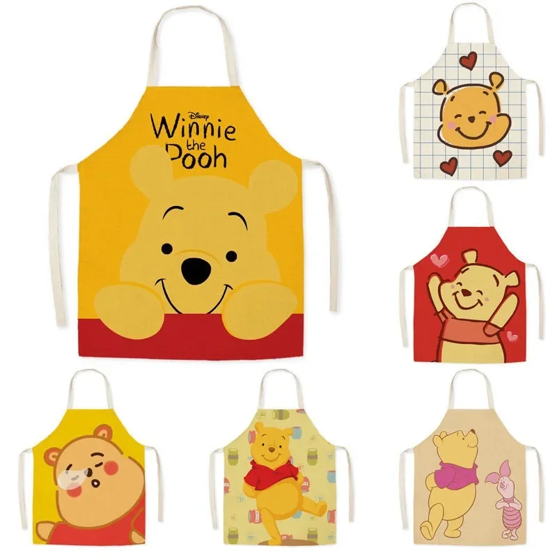 Cartoon Cute Disney Winnie the Pooh Apron Kitchen Cooking Baking Apron Sleeveless Waist Unisex Parent-Child Apron