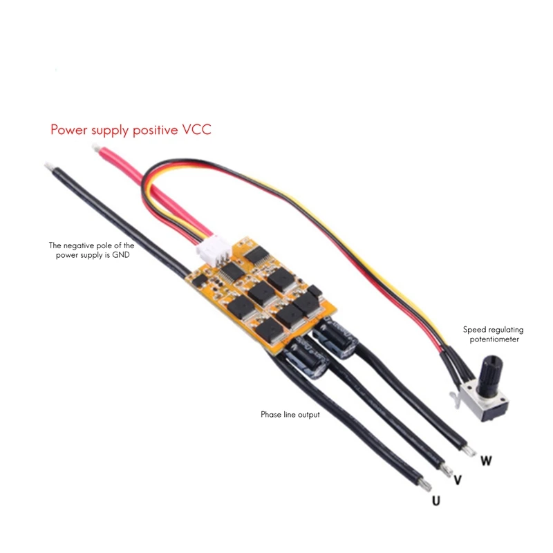 1 Piece Three-Phase Brushless And Hall-Free DC Motor Controller 7-24V DC Motor BLDC ESC With Potentiometer Cooling