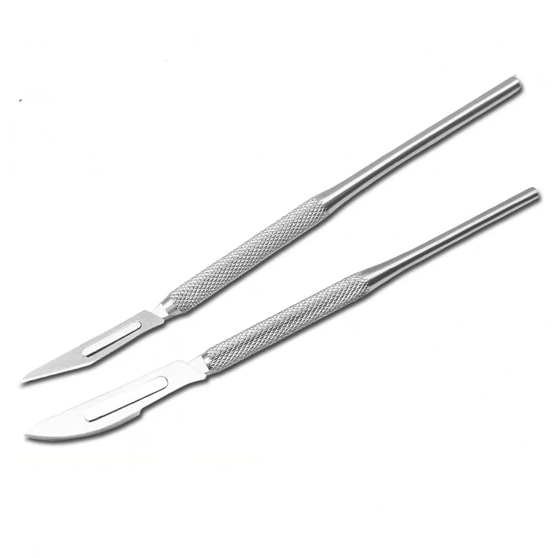 Stainless Steel Dental Scalpel Handle Blade Handle Curved/Straight for 3# 4# Blade Oral Surgical Tool