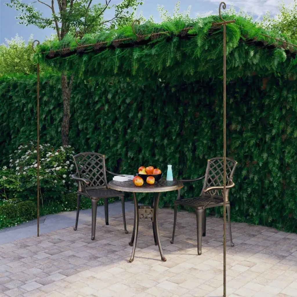 Antique Brown Garden Pergola 13.1'x9.8'x8.2' Durable Iron Outdoor Structure