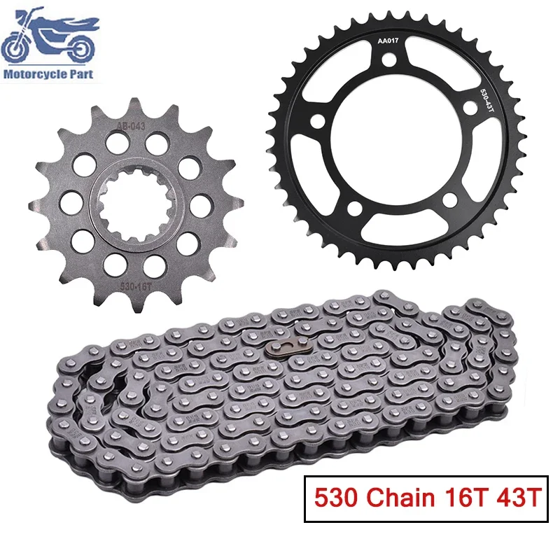 530 16T 43T Motorcycle Drive Chain Front Rear Sprocket Kit For HONDA CBR900 CBR900RR CB900F 919 CB900 F Hornet 16T/43T 530 Chain