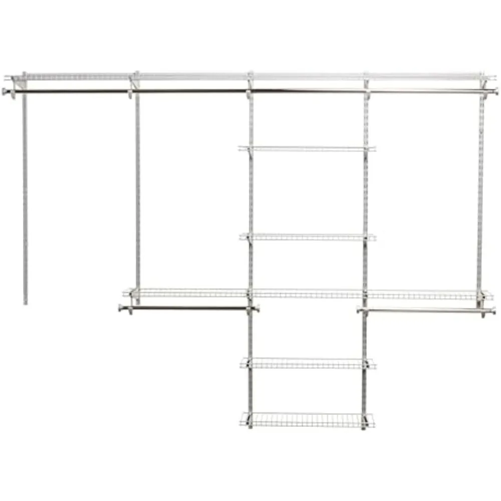 Configurations Deluxe Custom Closet Kit, 4-8 Ft. Adjustable Metal Wire Shelving, Titanium Finish, Expandable Organization System