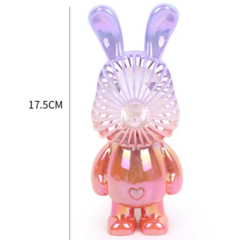 Mini Handheld Fan, USB Rechargeable, Cooling Fan, Battery Hand Fan, Outdoor Bunny, Colorful Wedding Gift, Ornaments