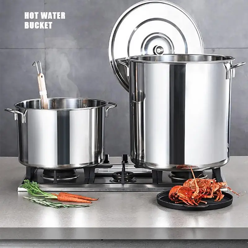 Stainless Steel Soup Bucket Large Capacity Stockpot Thickened Stock Pot With Lid Household Sauce Pot Steamer Kitchen Accessories