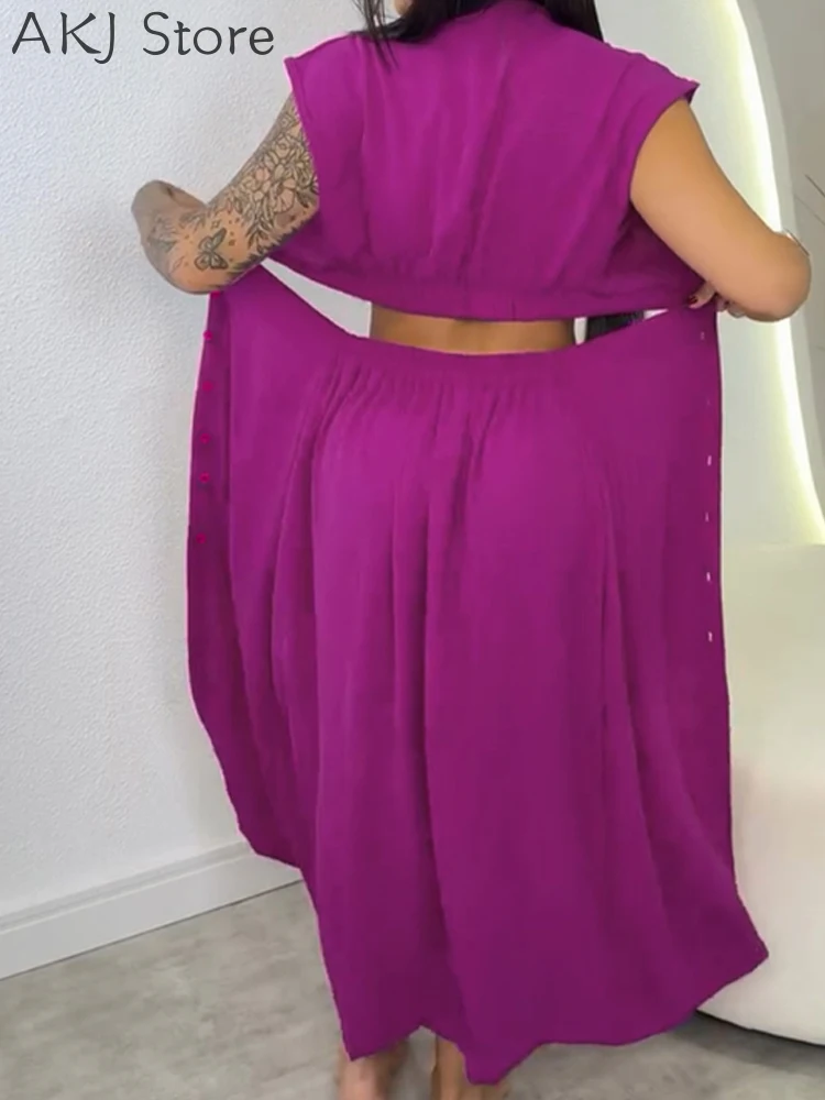 여성용 컷아웃 버튼 다운 신축성 있는 허리 맥시 드레스