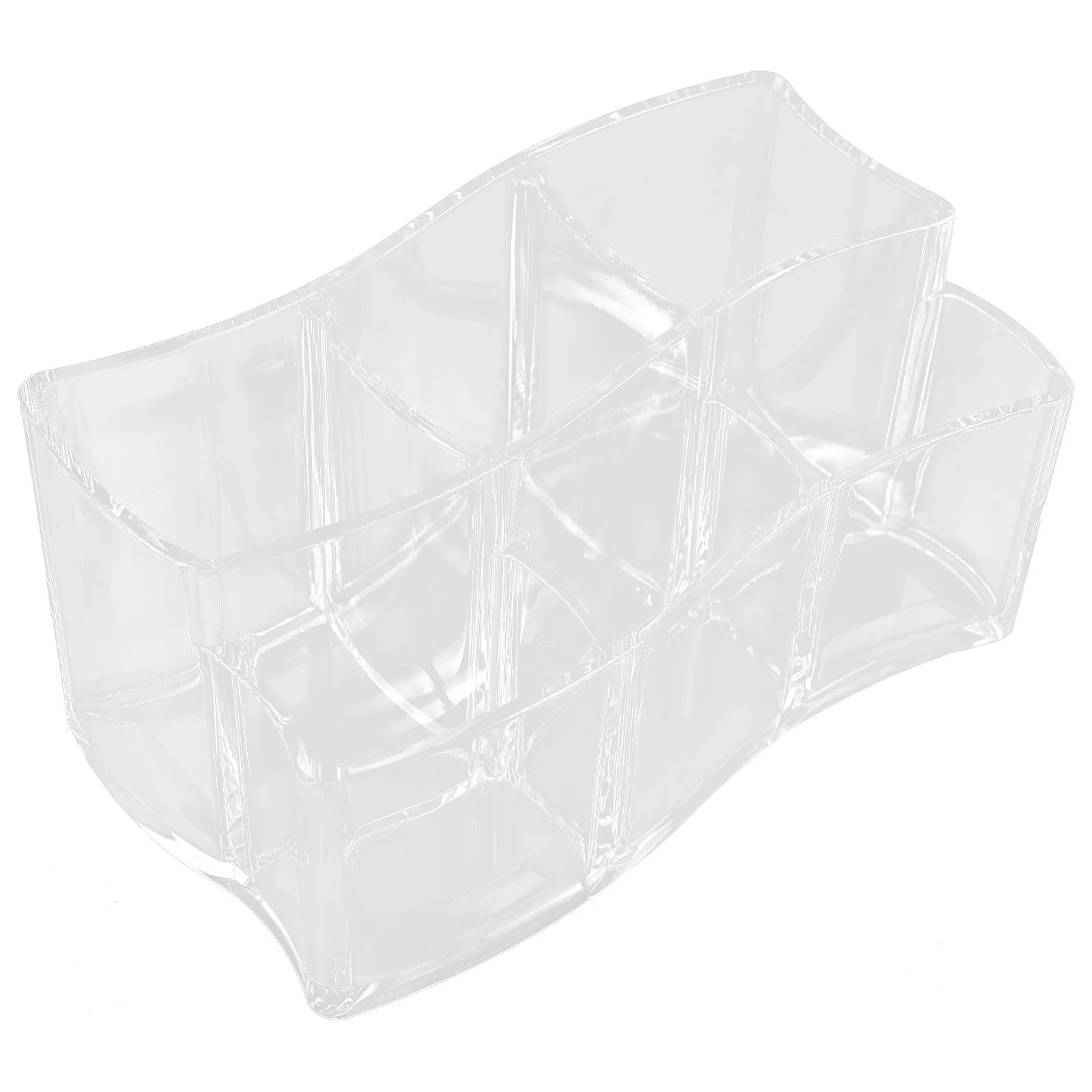 

Transparent 6 Wavy Curved Makeup Tool Storage Box Makeup Brush Holder Stationery Pen Holder Container Desktop ganizer