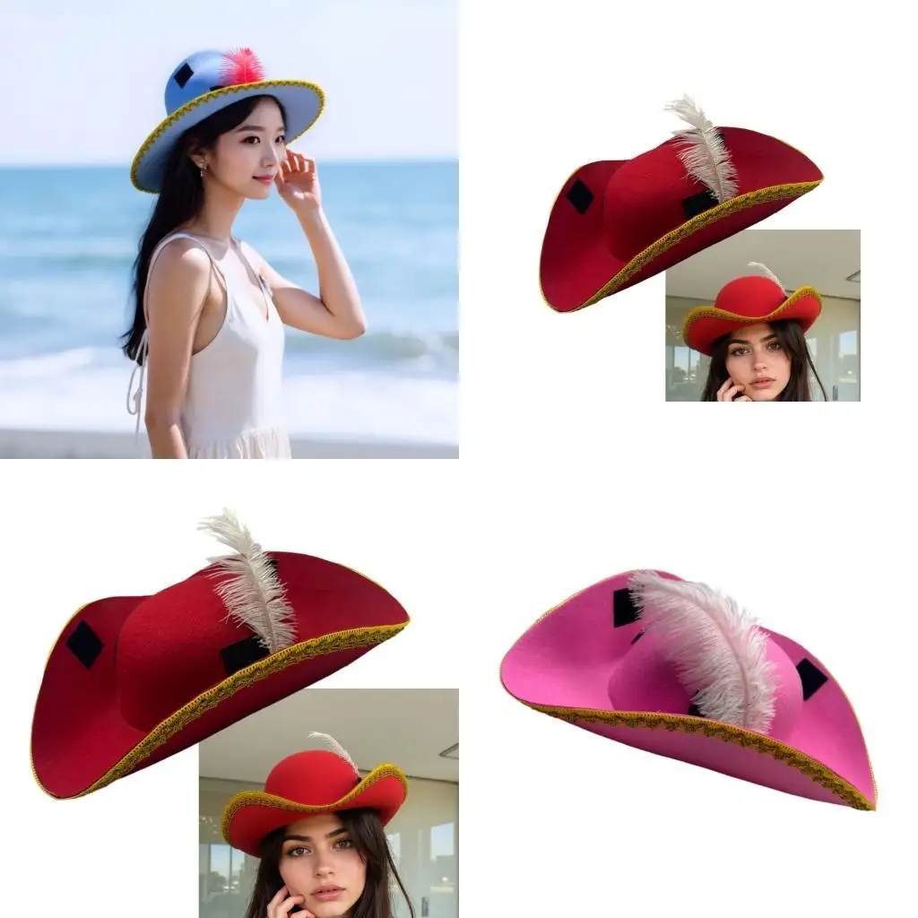 R1we Golden Lace Kids Pirate Cosplay Party Caps élégants pour faire semblant jeu