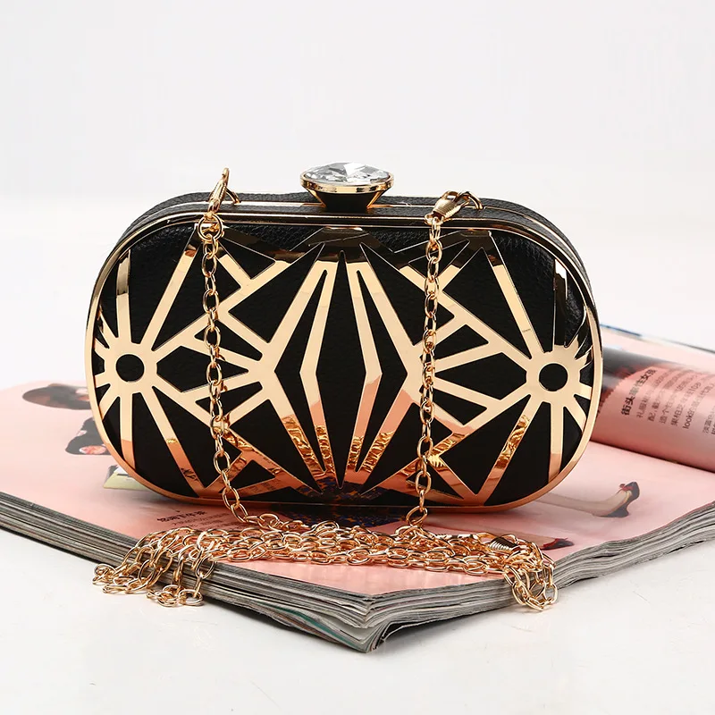 Black Dinner Bag PU Evening Bag Rhinestone Handbag Clutch Bags Shoulder Crossbody Bag Cosmetic Makeup Banquet Bag