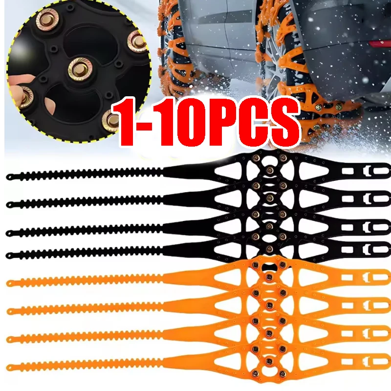 Universal Snow Chains for Cars SUV Trucks Auto Tightening Anti Skid Chains Winter Traction for Ice Snow Off Road Easy Installa