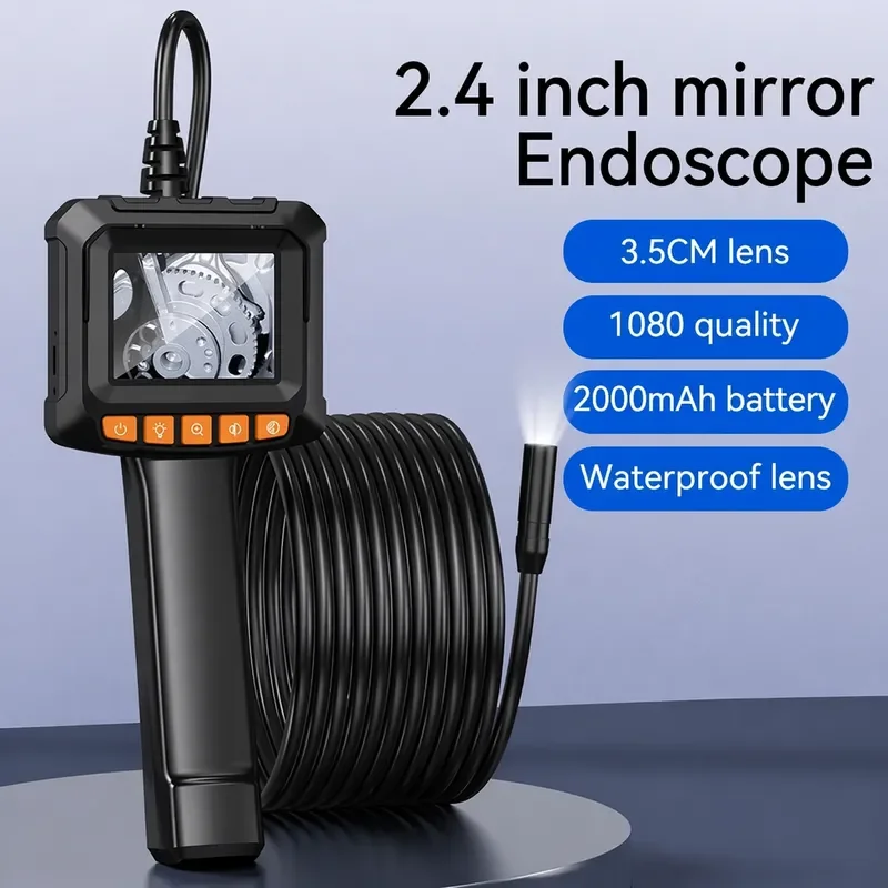 Endoscope Camera with Light 2.4 LCD Screen IP67 Waterproof Borescope HD 1080P Inspection Camera Tool for Pipe Car Engine PCB