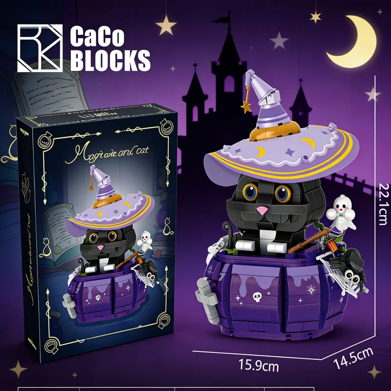 

Creative Magic Cat Building Block Model Set with Witch Hat | Suitable for Decoration and Creative Gifts