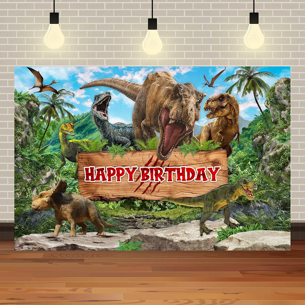 Animal World Dinosaur Theme Baby Boy Birthday Party 3D Safari Jungle Baby Shower Portrait Photography Background For Studio Prop