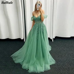 Bafftafe A Line Tulle Lace Prom Evening Dresses Appliques Customized Off Shoulder Formal Party Gowns Women Wedding Photo Shoot