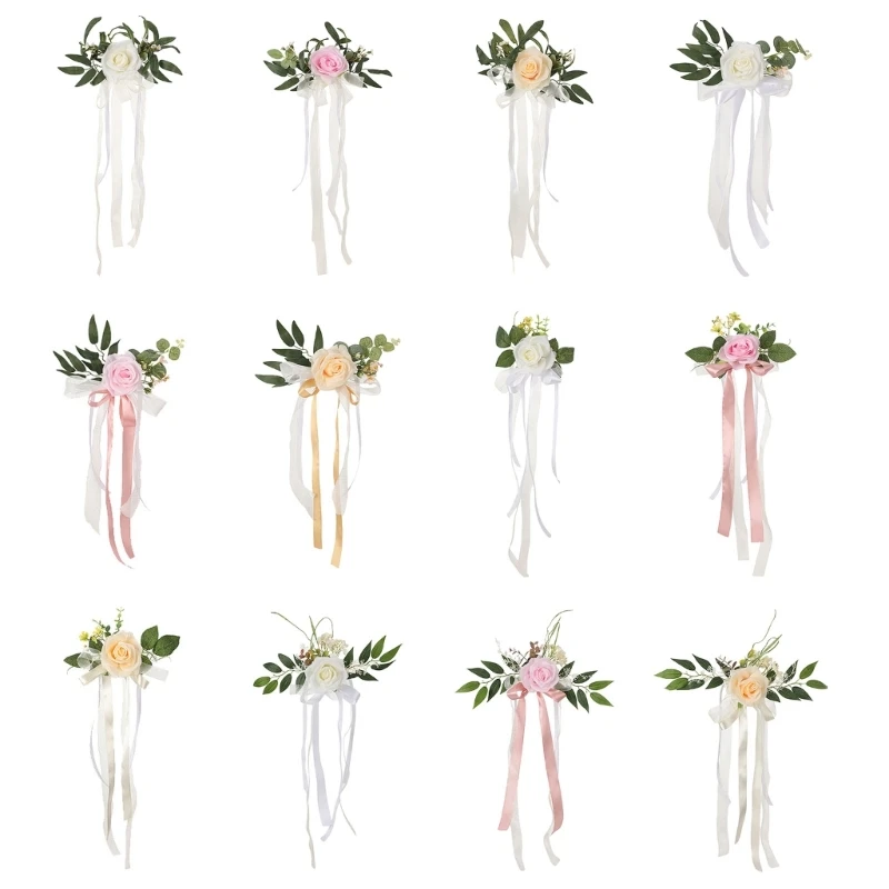 

Multicolor Pew Flowers For Weddings Church Ceremony Chair Back Aisle Pew Flower 45BE