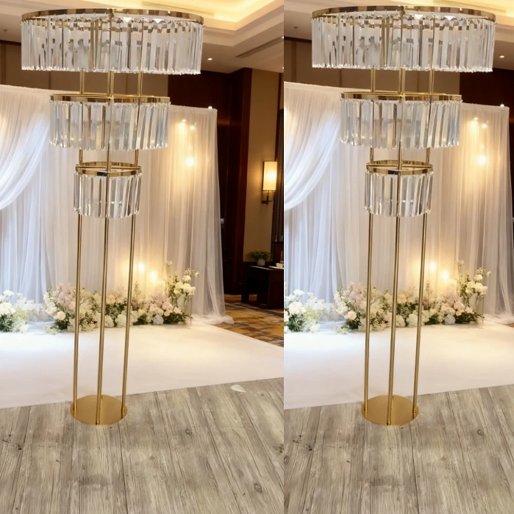 

3pcs/5pcs)60cm-130cm) Luxury Crystal Flower Stand Wedding Decoration Table Centerpieces Candelabra Birthday Party Flower Vase H