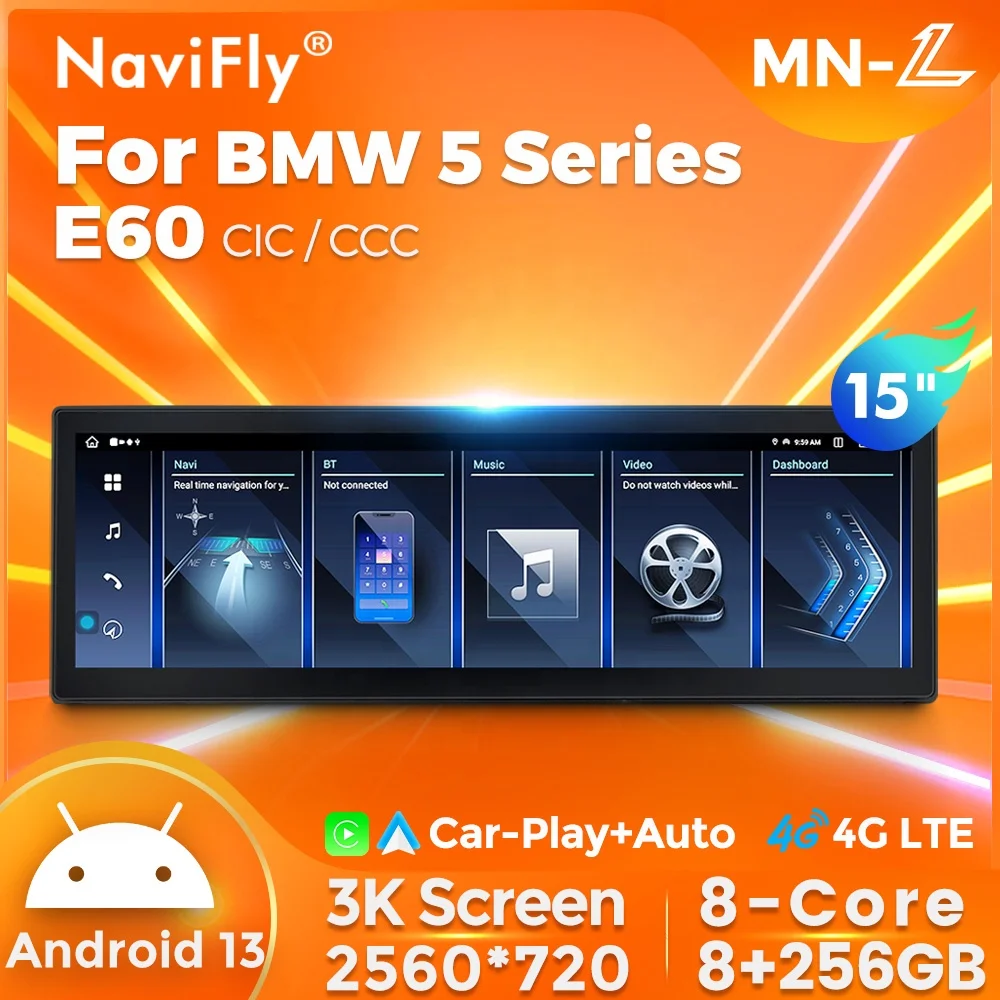 Navifly 15 بوصة MN-L Reproductor De Carro Car Screen Android Player GPS Navigation