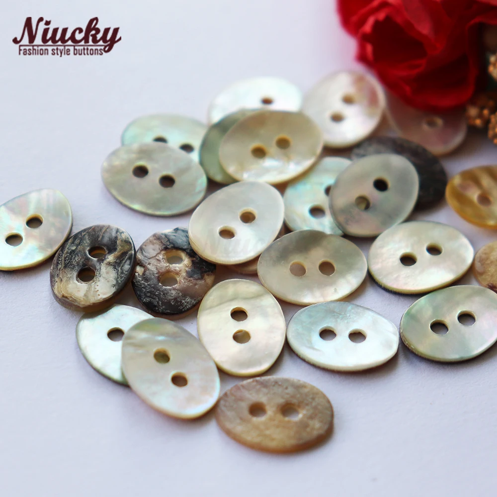 Niucky 12.43mm 20L 2 holes Oval Akoya Shell Buttons For Sewing Shirt Cardigan Natural Shell Sewing Accessories Supply S0105-004