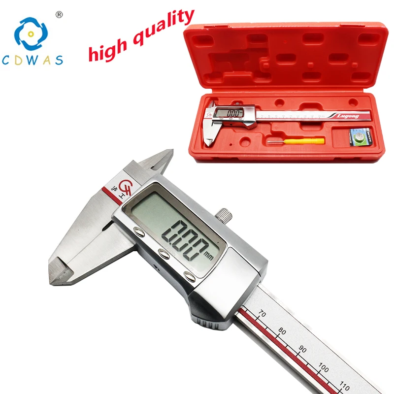 

Digital Display Stainless Steel Calipers 0-150mm 1/64 Fraction/MM/Inch LCD Electronic Vernier Caliper Waterproof without battery