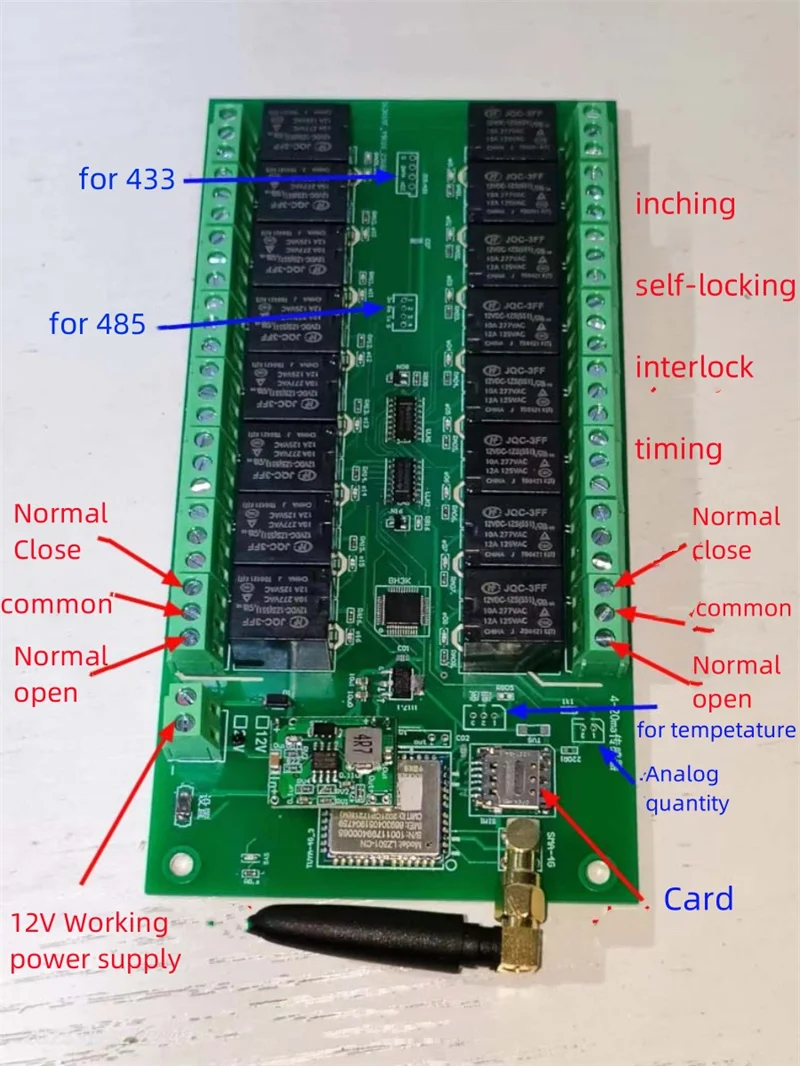 Tuya 16 Channel Smart Switch Relay Module Built-in 4G Communication Remote Controller with RF433mhz Wireless Inching Interlock