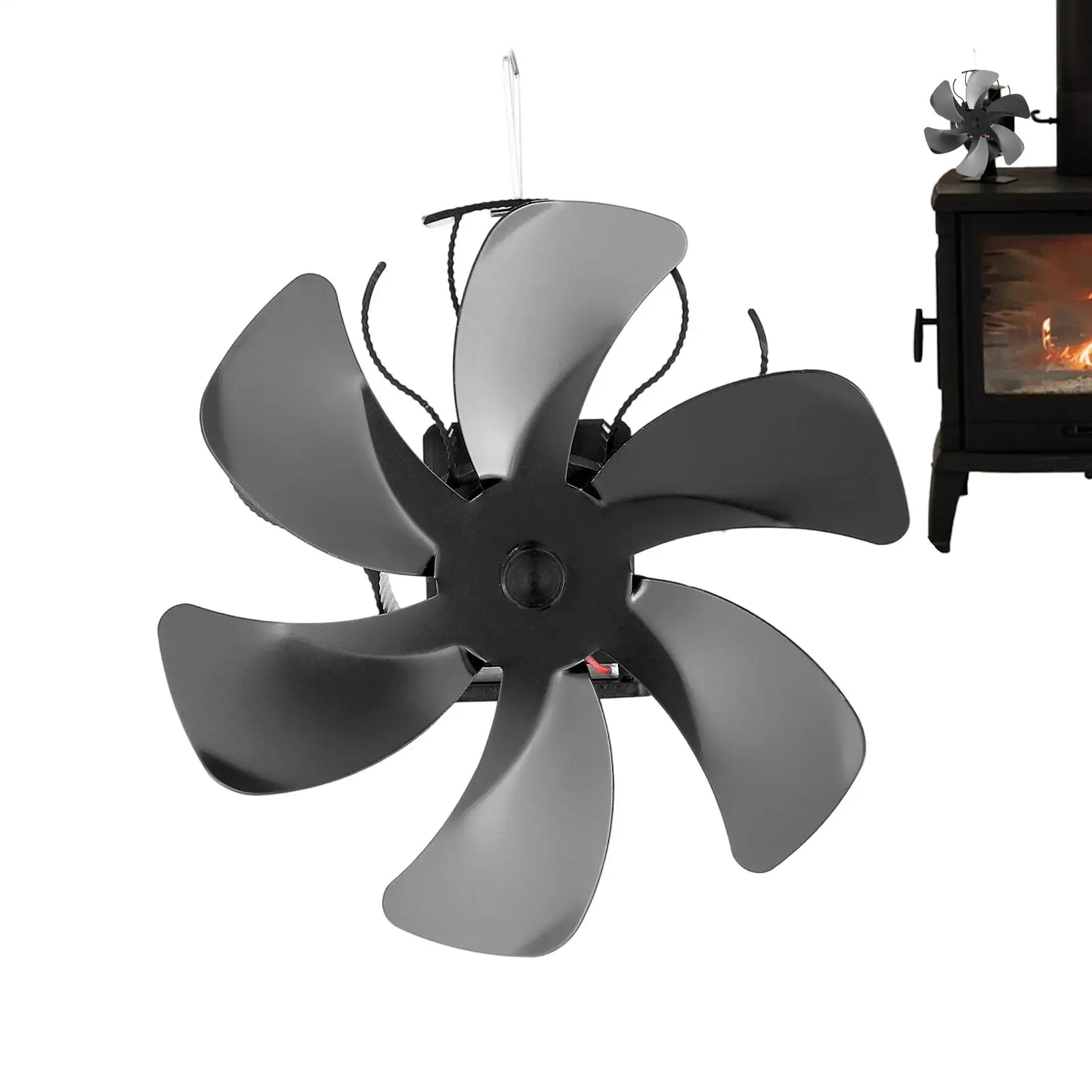 

Fireplace Fan Non Electricity Wood Stove Fan Heat Powered Energy Saving Heating Supplies For Pellet Pipe Men Women Indoor Home