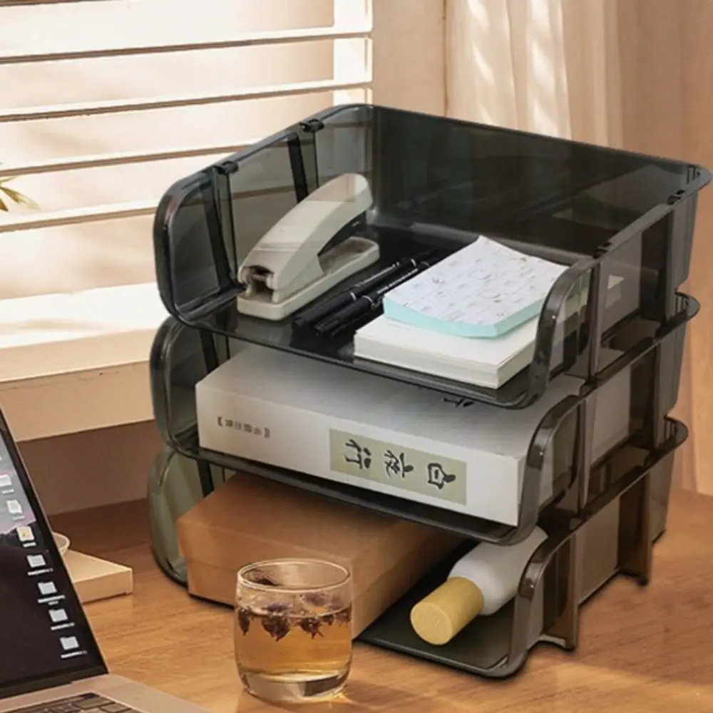 Multifunctional Minimalism File Storage Tray Stackable INS Style A4 File Rack Durable Desktop Organizer Documents