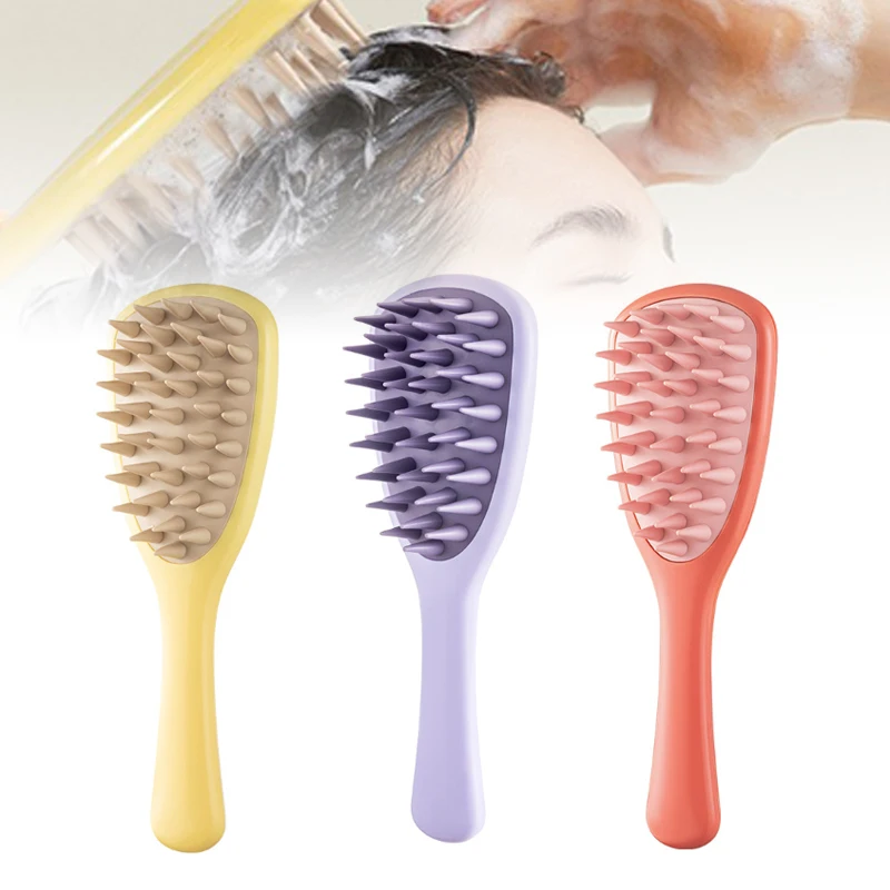 

Fashion Coarse Teeth Shampoo Comb Silica Gel Fluffy Head Massage Tools Long Handle Hair Washing Tools