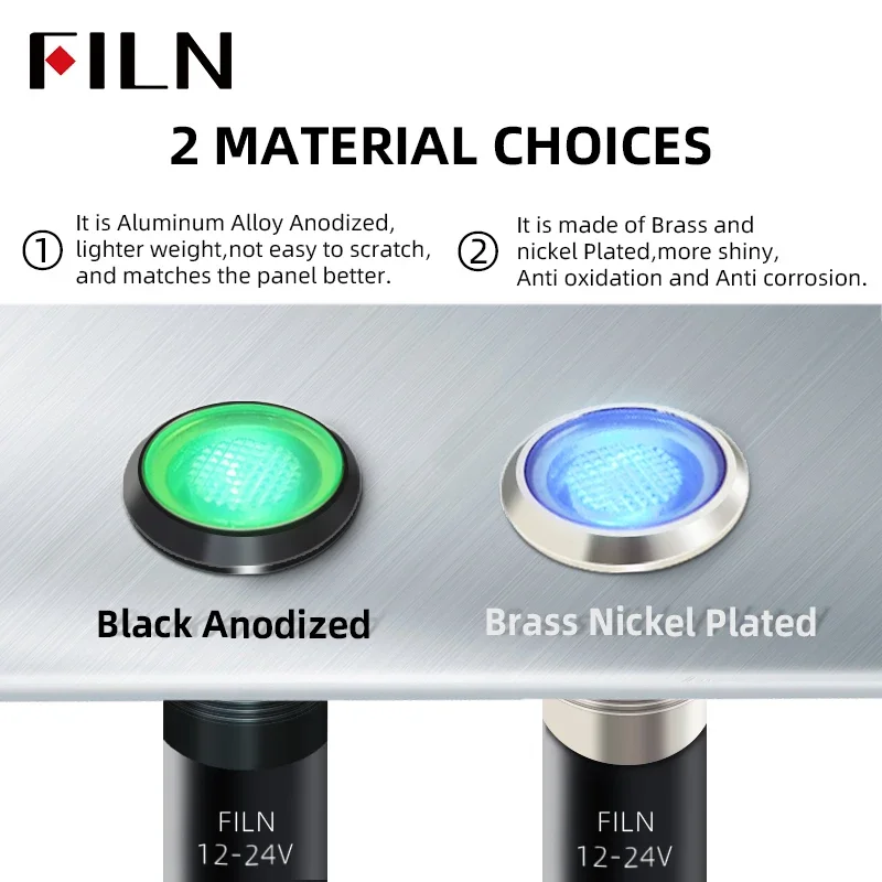FILN 8mm Light Panel Black Metal Shell  Mini LED Light Panel Mounted Flat Head LED 12V 24V 110V 220V with 20cm Cable