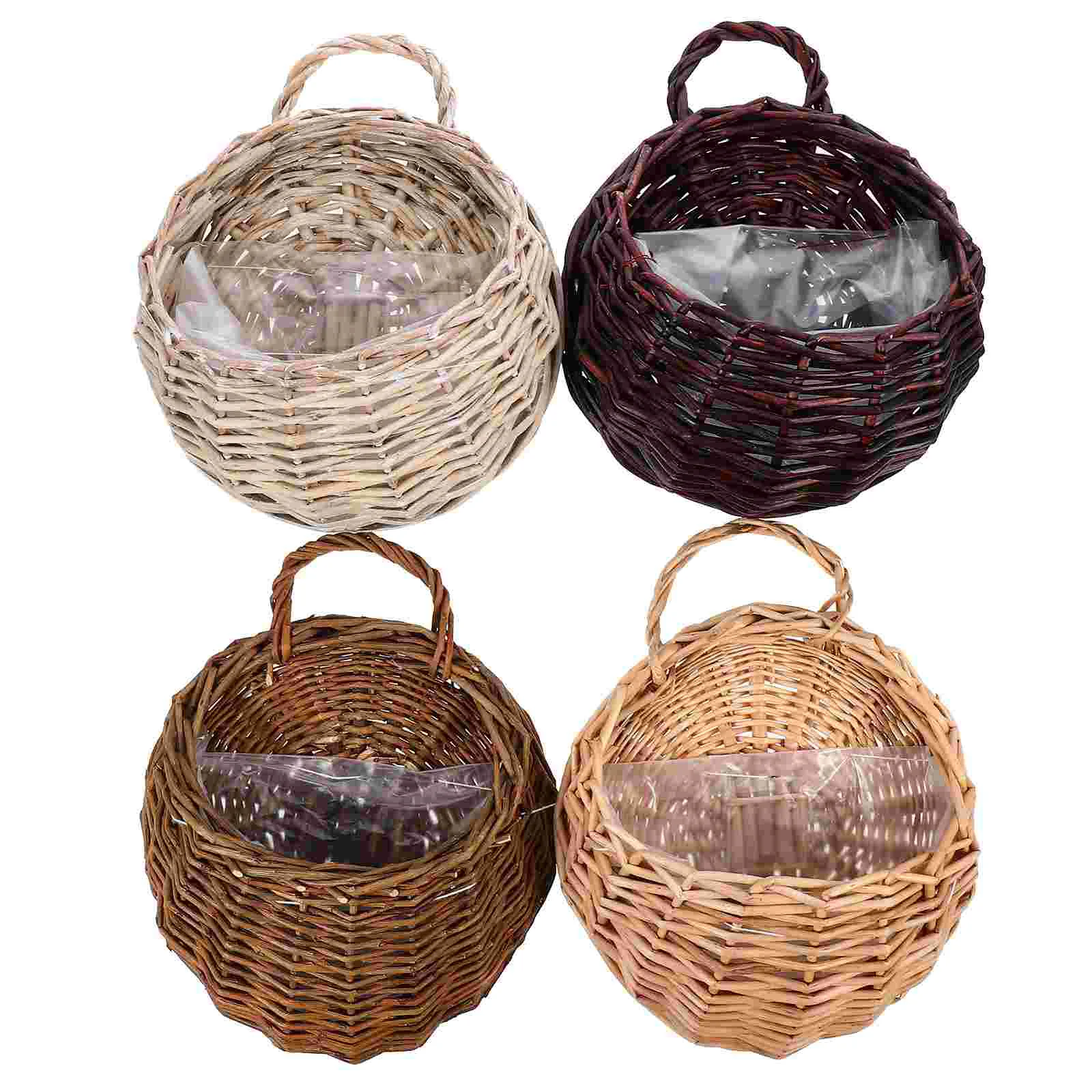 

Wall Hanging Flower Basket Handmade Decorations Woven Baskets Wicker Pot Weaving for Home