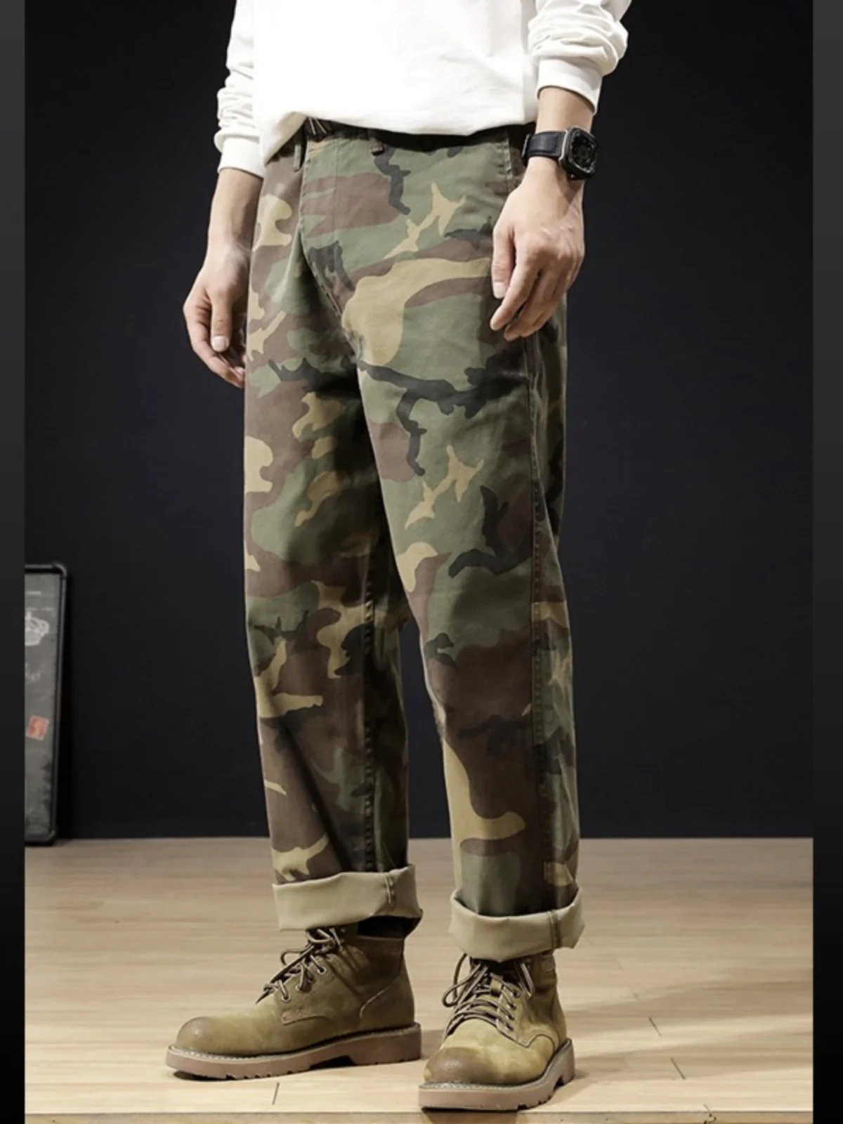 

Мужские камуфляжные рабочие брюки в американском ретро-стиле, новые, износостойкие, устойчивые к царапинам, для весны и осени, в стиле парашютиста