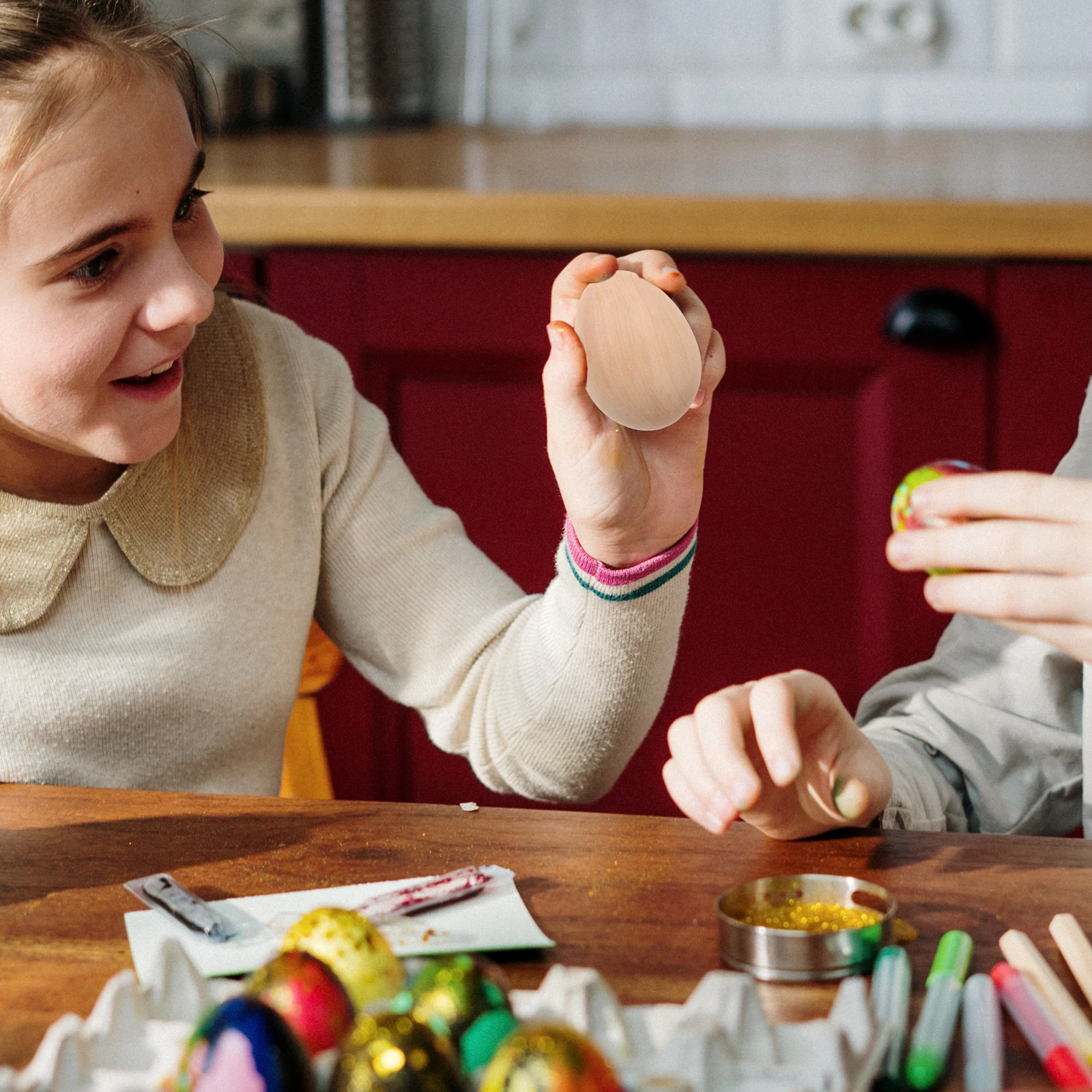 

6pcs Fake Nest Eggs Wooden Unfinished Blank Easter Craft Paint Decor DIY Creative Safe Strong Wood Egg naments