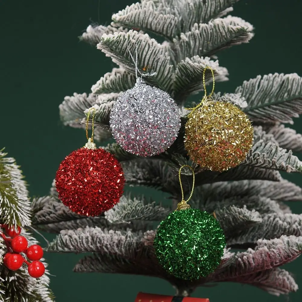 

6Pcs/Set Creative Christmas Decoration Pendant 6cm Shiny Xmas Tree Hanging Pendants Elegant Shatterproof Hanging Ball Ornament