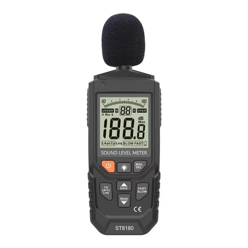 Monitoring Sound Level Meter with Data Storage Portable Handheld Digital Noise Meter A/C Weighting Leq Continuous