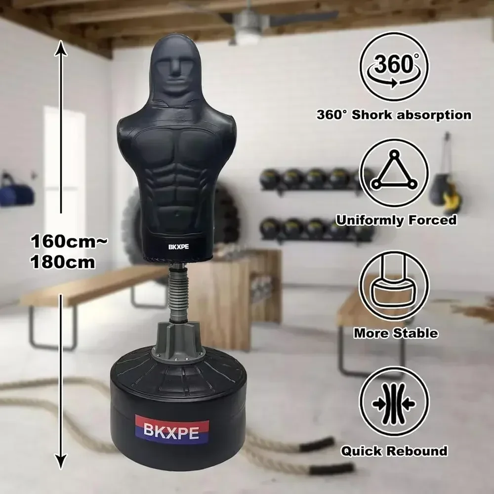 Sturdy Leather Punching Bag with Big Base for Adults & Kids, Ideal for Boxing, Taekwondo, MMA, Home Gym Training