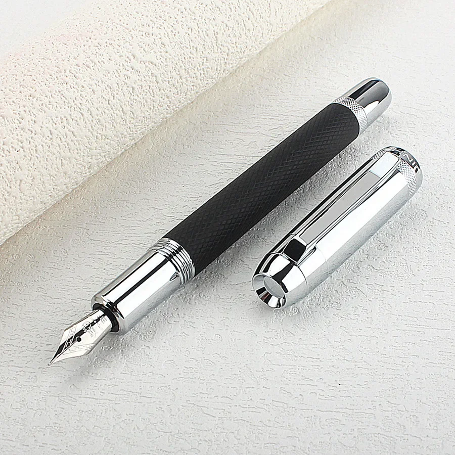 

Jinhao 92 Metal Stainless Steel Fountain Pen Fine Nib 0.5mm Bright Silver Excellent Writing Gift Ink Pen for Business Office