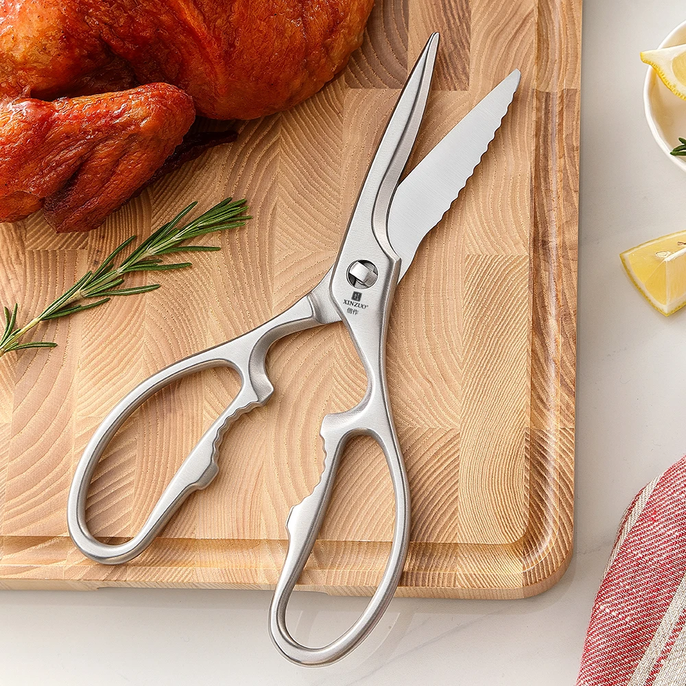 

XINZUO One Piece 3Cr13 Stainless Forged Steel Kitchen Scissors Tool Upgraded Poultry Shears Cutter Turkey Meat Fish Vegetables
