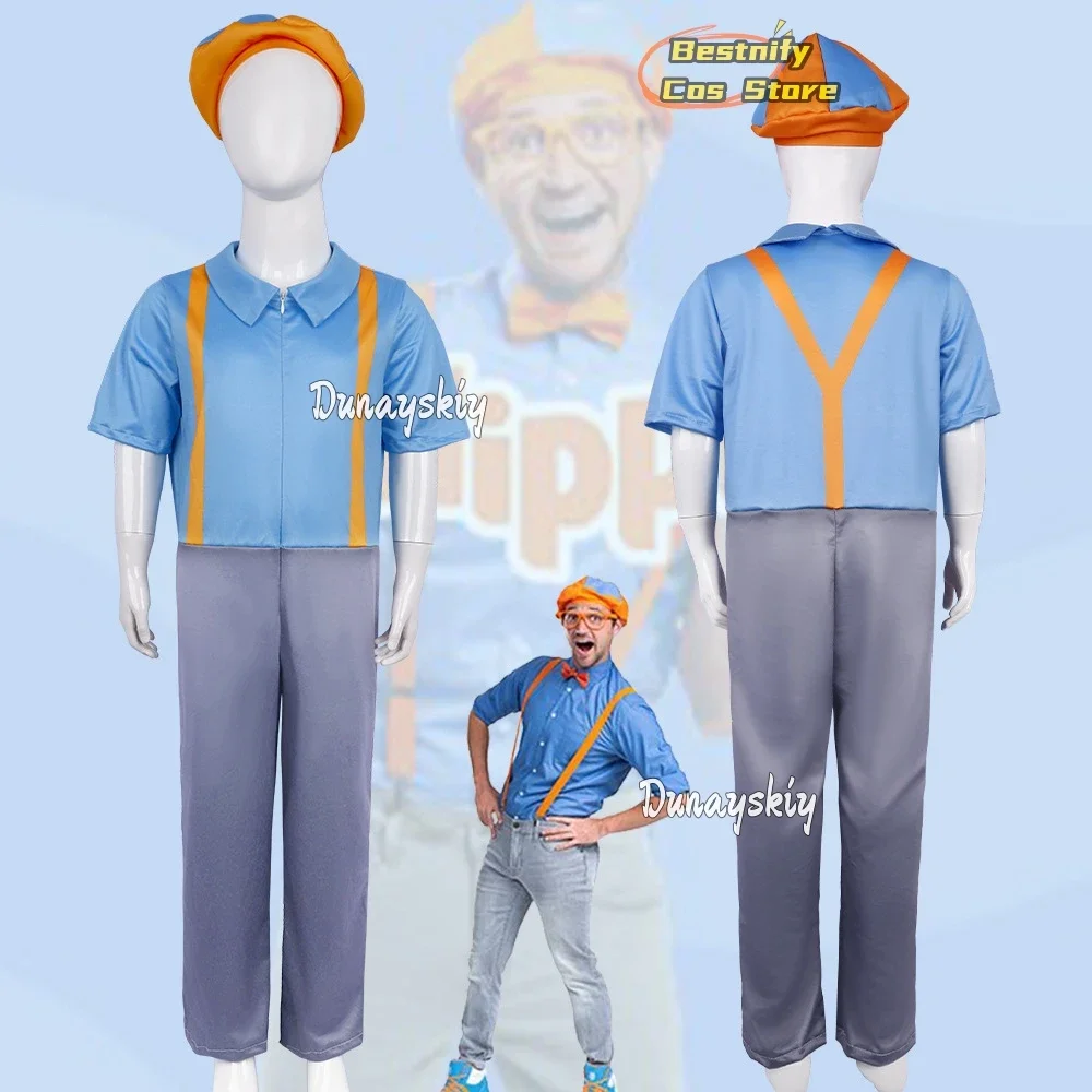 

CosplayEngineer Teacher Cosplay Costume Blippiingg Disguise Jumpsuits Kids English Programs Educational Halloween Carnival Party