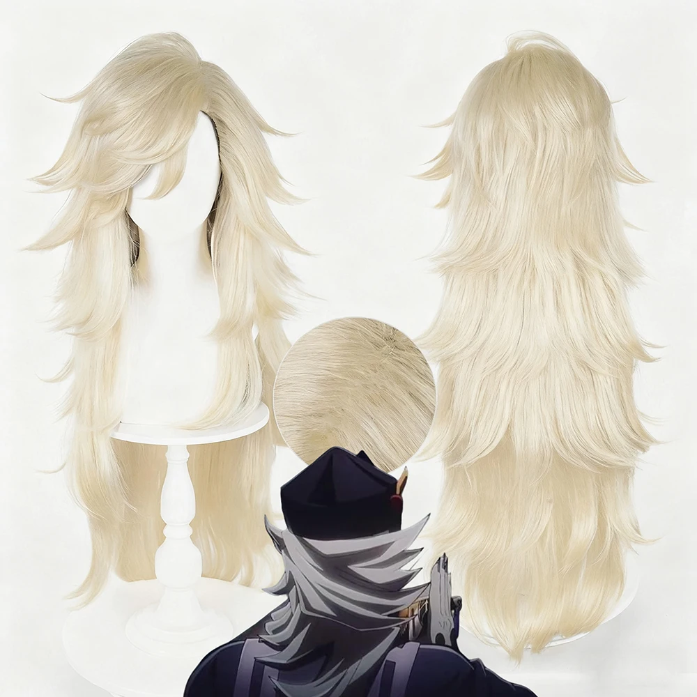 애니메이션 악마 도우마 코스프레 가발 황금 긴 머리 내열성 합성 가발 할로윈 카니발 의상 소품