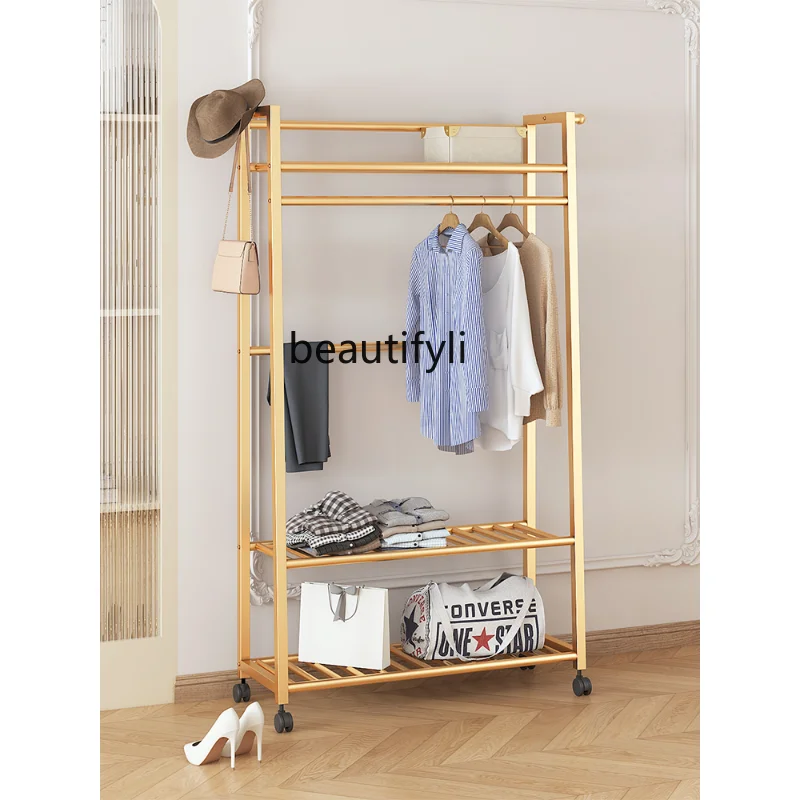 

Light Luxury Coat Rack Floor Bedroom Modern Nordic Storage Rack with Wheels Mobile Simple Storage Shelf home decor