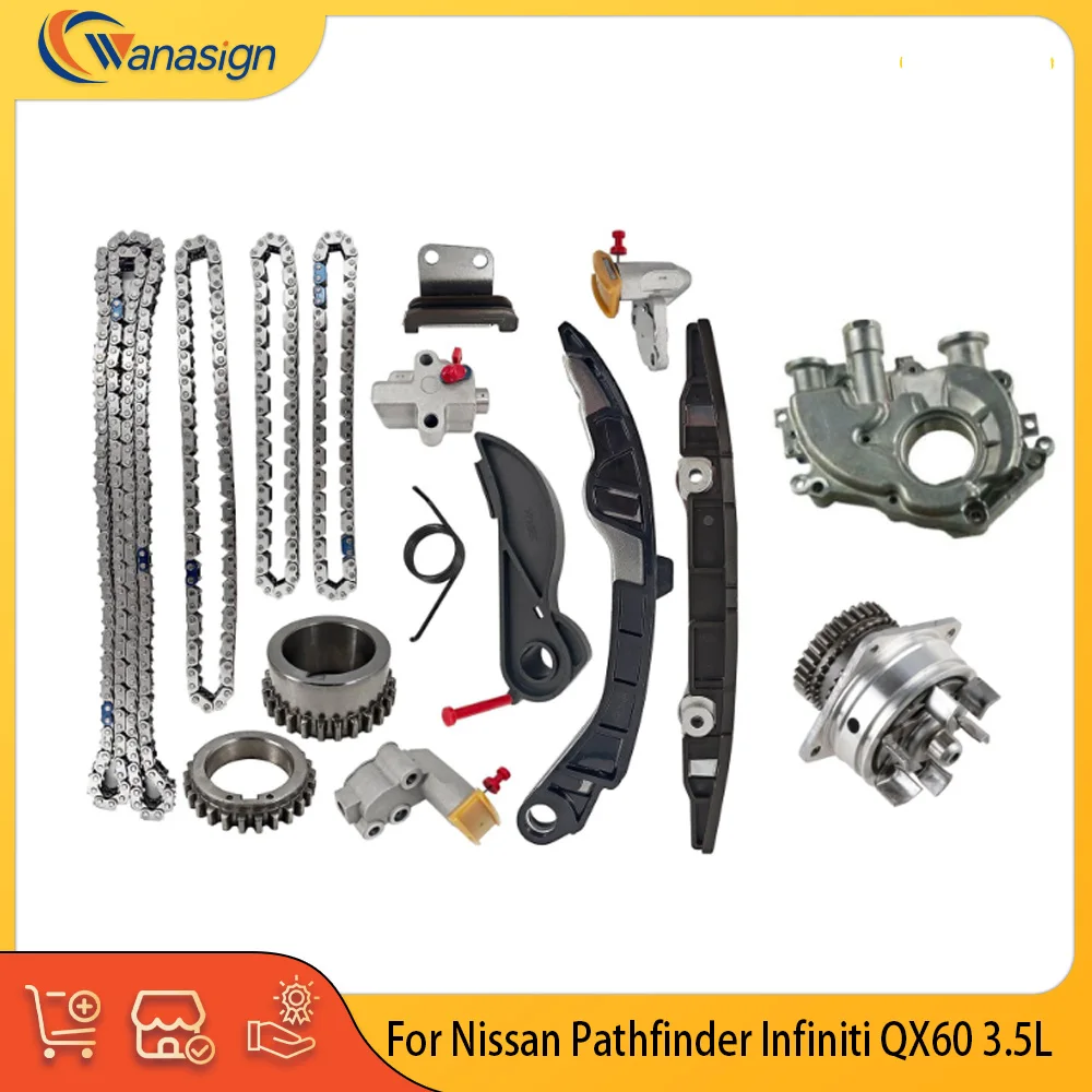 

Engine Parts Timing Chain Kit Oil Pump Water Pump Fit 3.5 L V6 Gas For 2017-2024 Nissan Pathfinder Infiniti QX60 3.5L V6 VQ35DD