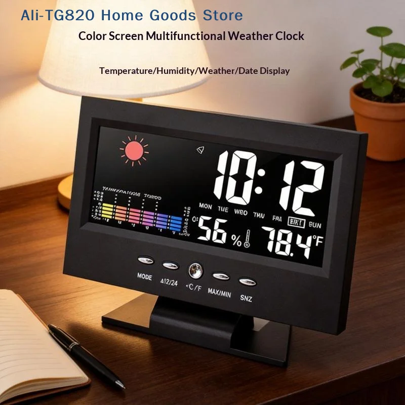 [TG820]Multi-functional Weather Station Clock  Hygrometer Calendar Digital LCD Display Temperature And Humidity Meter